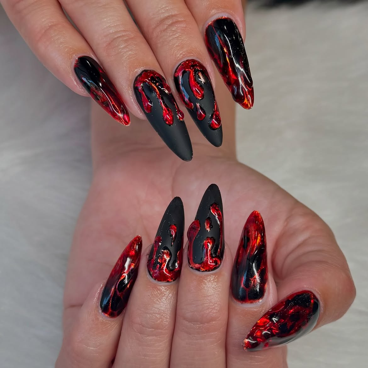 Spooky Black Drip Halloween Gel Nails
