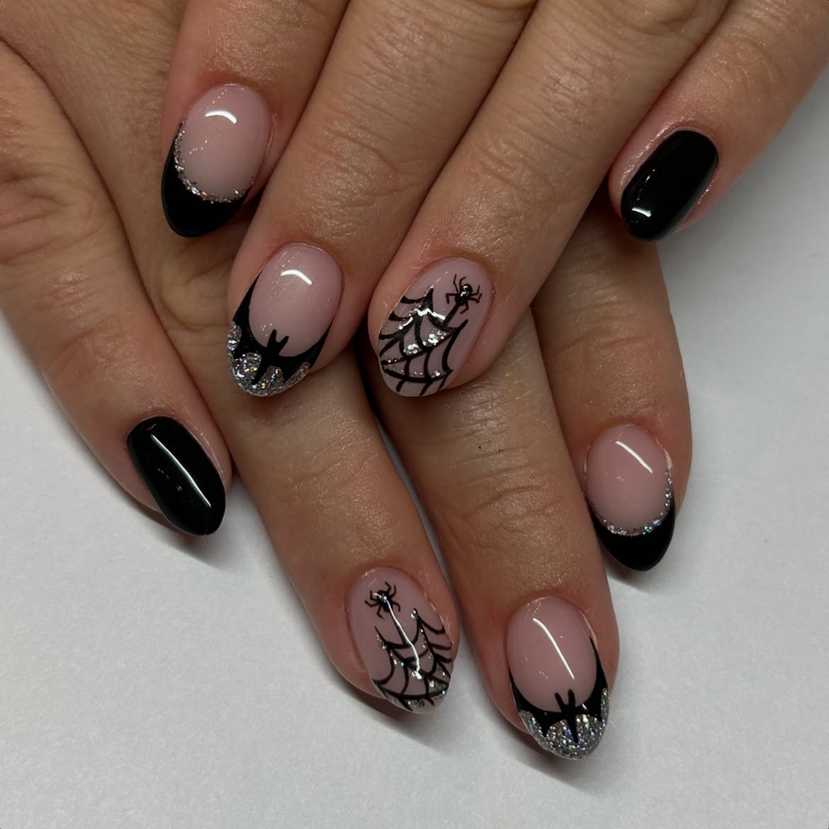Spooky Black French Tip Halloween Nails