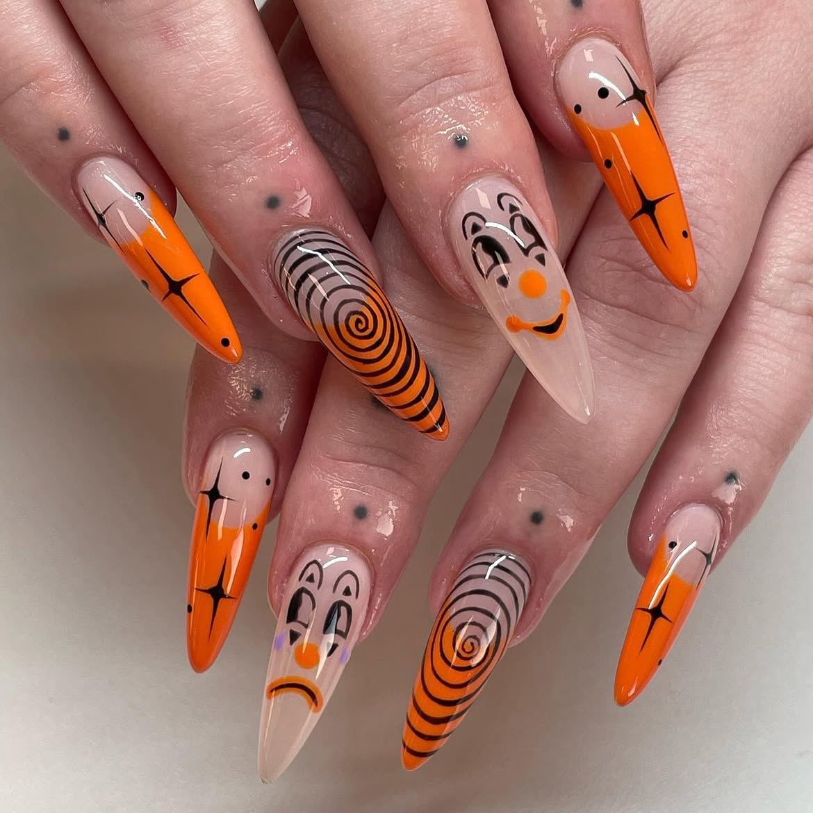 28 Spooktacular Halloween Nail Ideas You Need To Try 19 Spooky Clown & Carrot Halloween Stiletto Nails