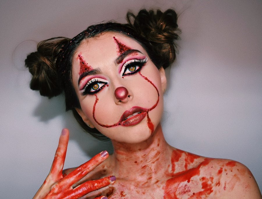 Spooky Clown Space Buns With Glitter
