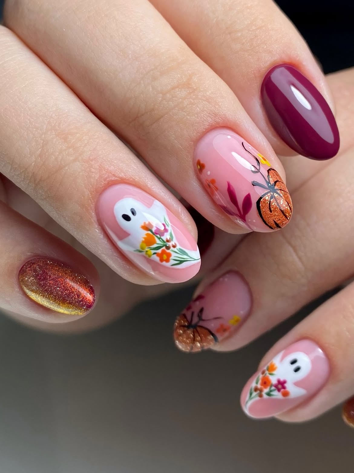 29 Stunning October Nail Ideas You Need To Try Now 14 Spooky Cute Ghost and Pumpkin Fall Nails