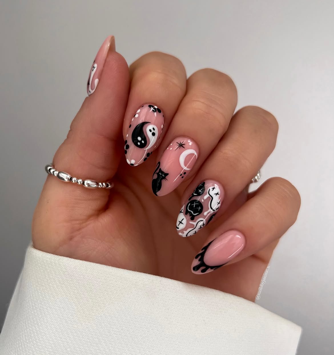 Spooky Cute Halloween French Almond Nails