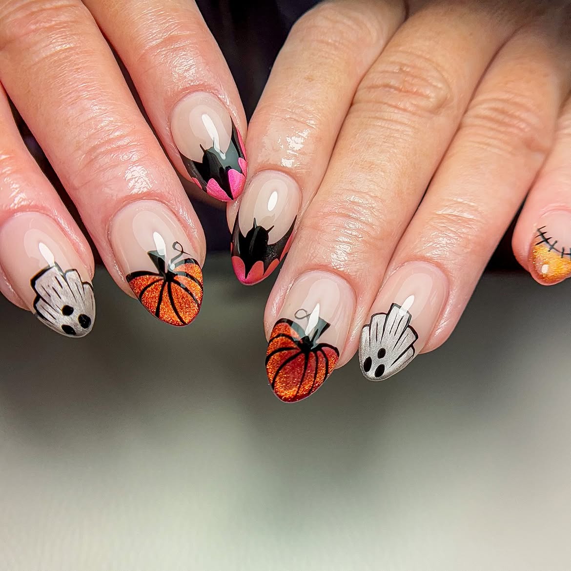 Spooky Cute Halloween Nail Art French Tips