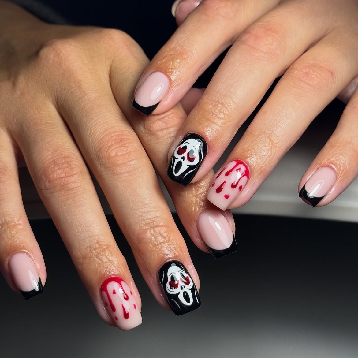 28 Spooktacular Halloween Nail Ideas You Need To Try 10 Spooky Ghost Face French Manicure