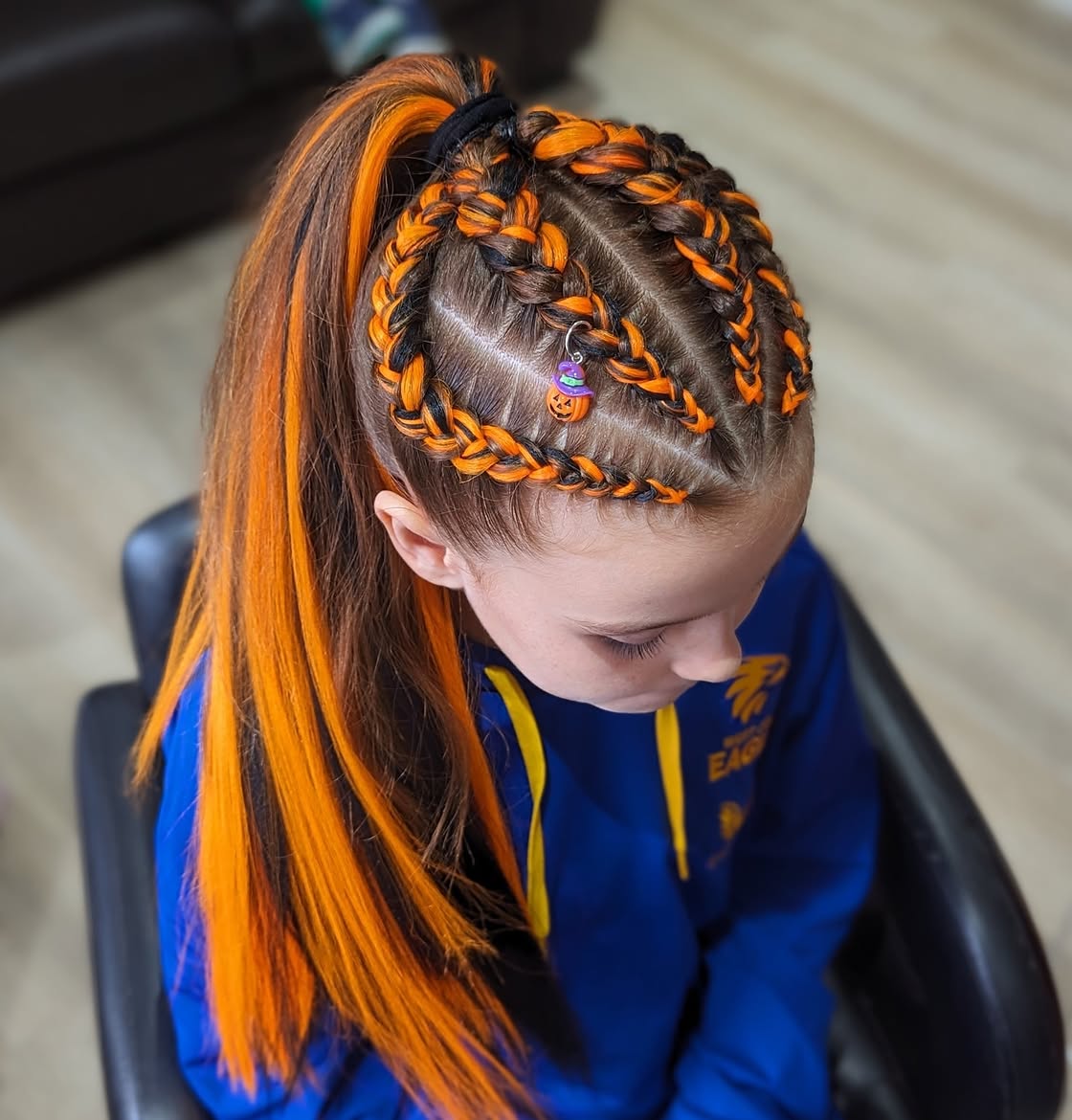 Spooky Halloween Braids With Orange Accents