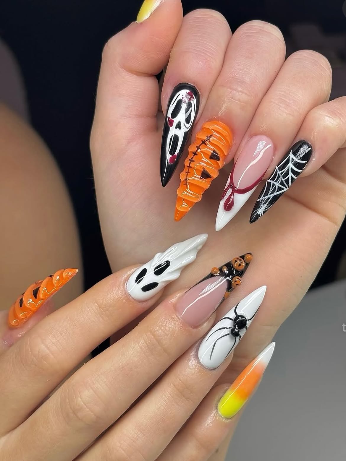 Spooky Halloween Character Stiletto Nails