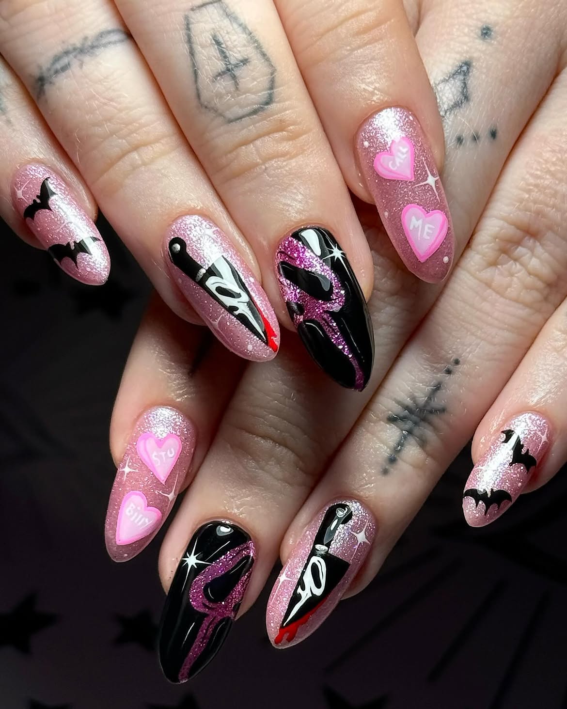 27 Spooktacular Pink Halloween Nail Ideas You Need 26 Spooky Pink Glitter Halloween Nail Art