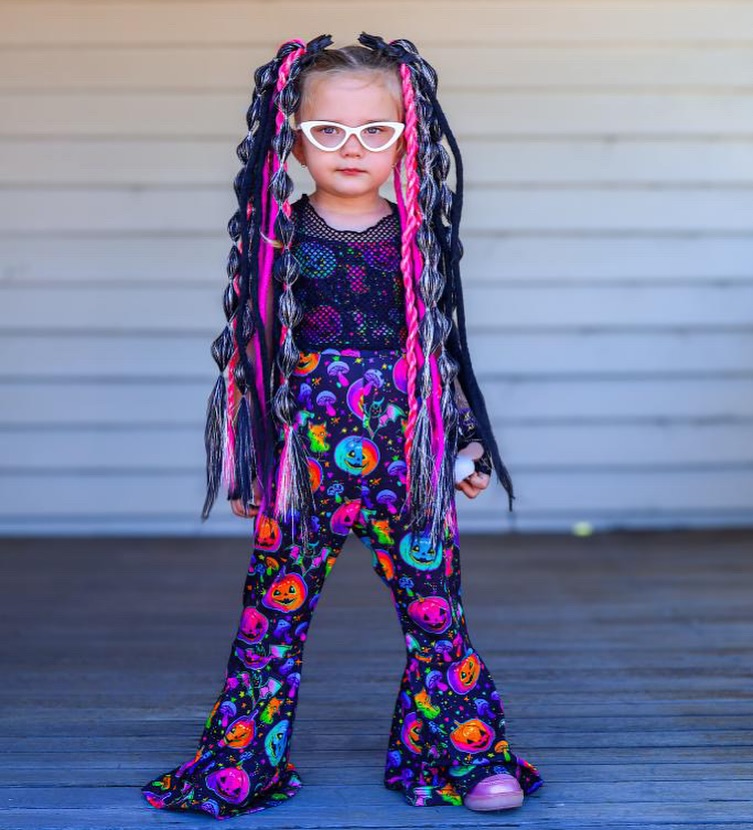 Spooky Season Bell Bottoms With Mesh Top