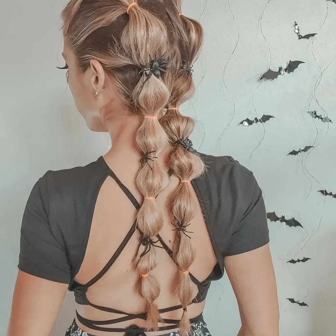 Spooky Spider Bubble Braids for Halloween