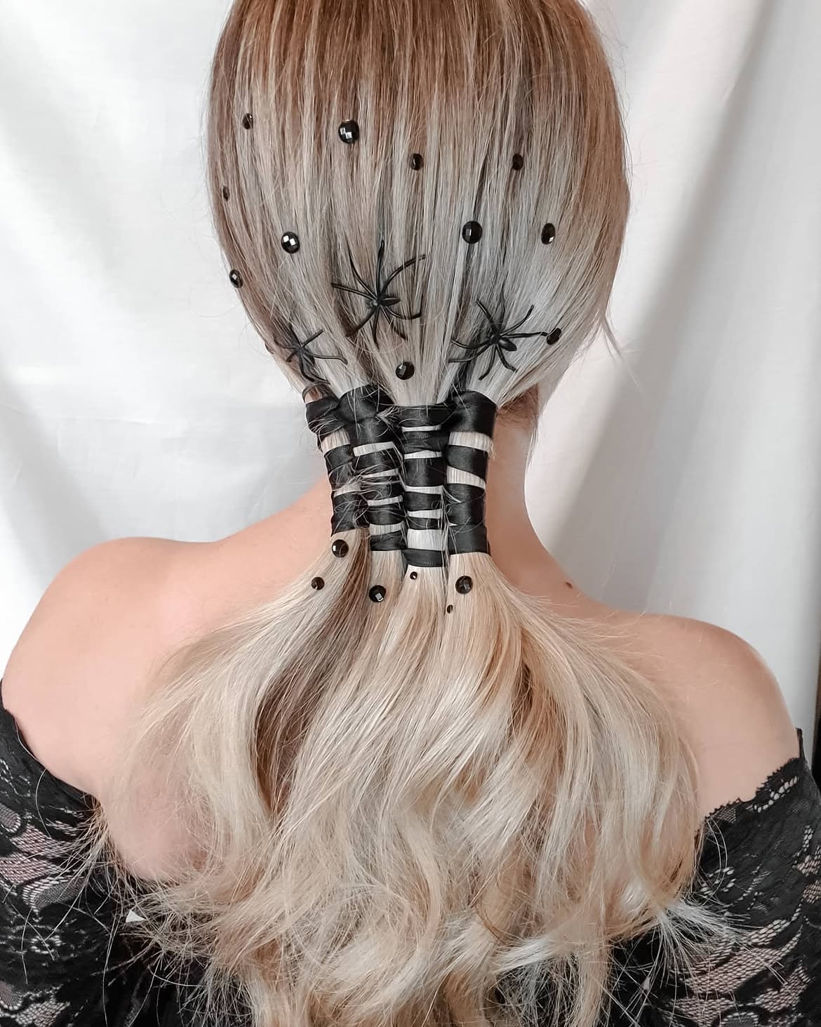 Spooky Spiderweb Braided Ponytail Halloween Hairstyle