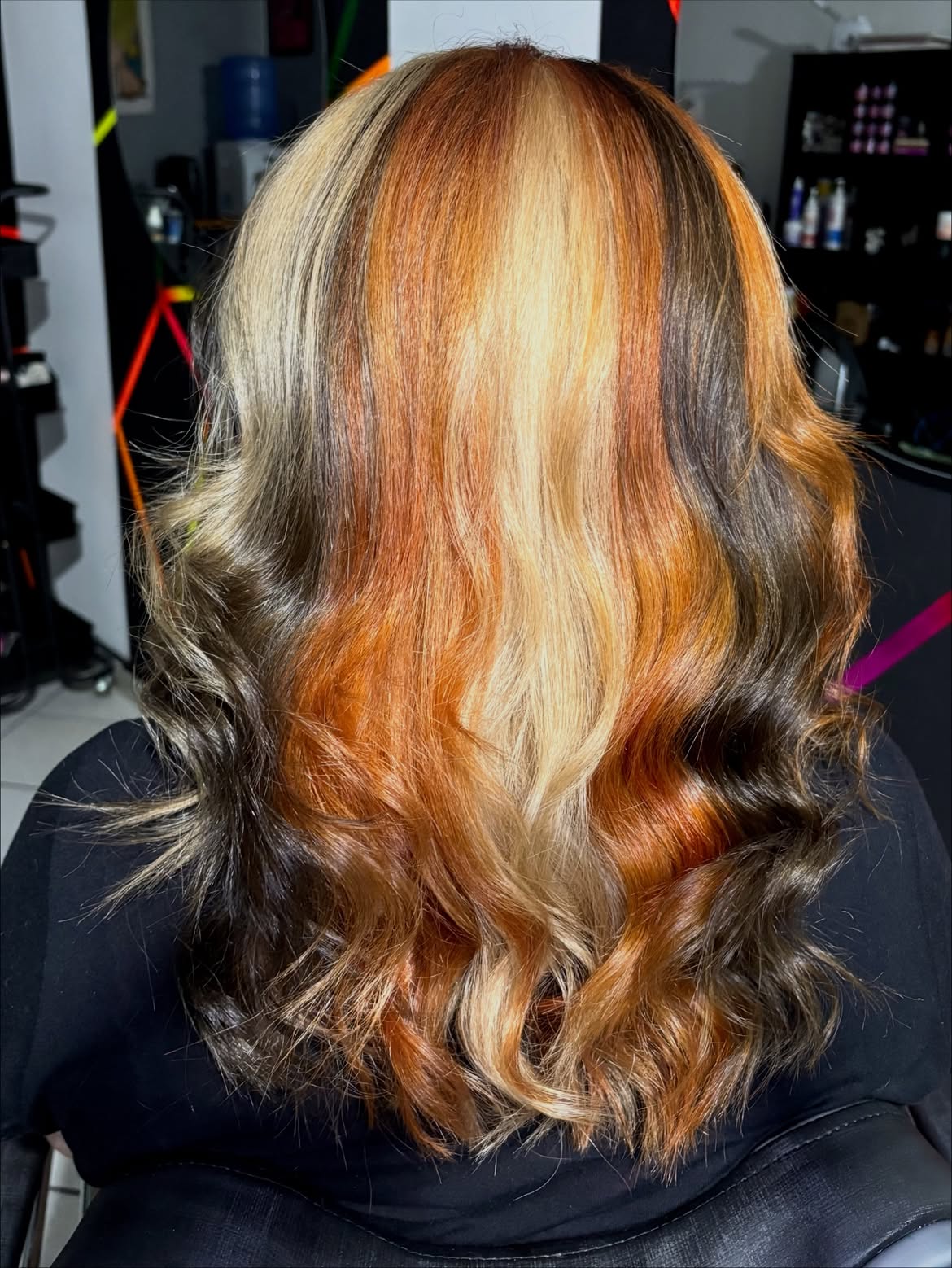 Striped Calico Hair With Loose Beachy Waves