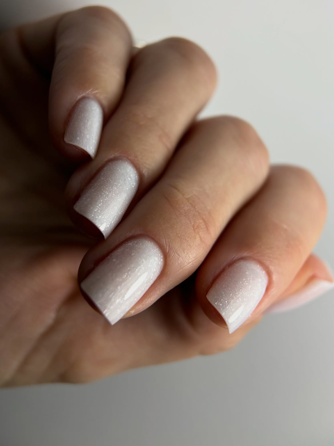 Subtle Shimmer White Square Nails