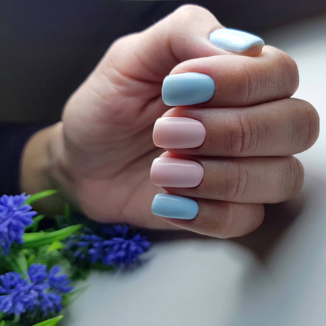 Sweet Pastel Mismatched Square Nails for School