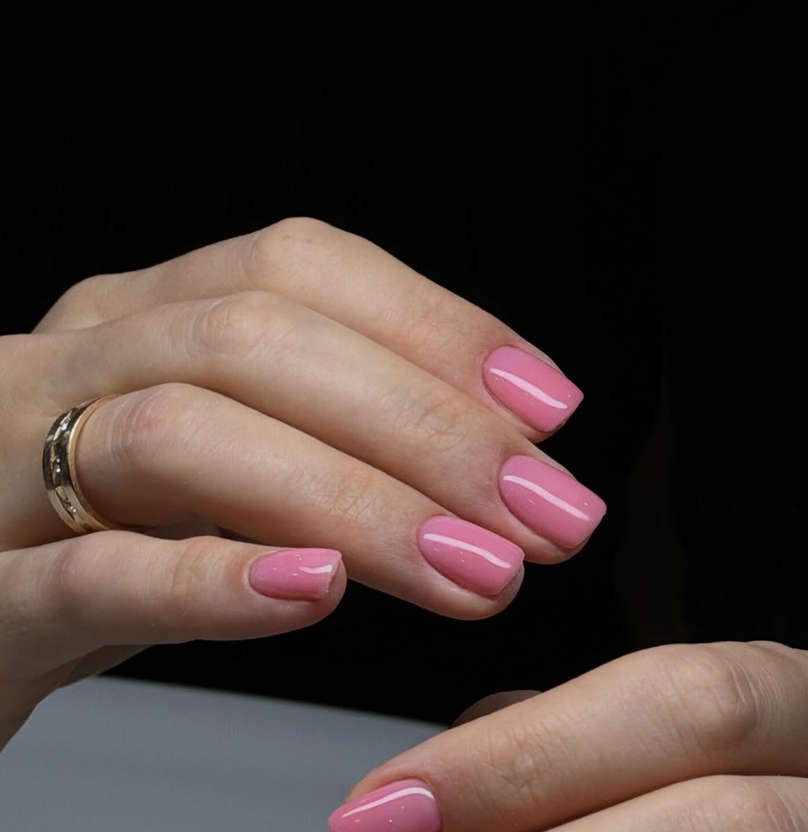 Sweet Pink Glossy Medium Squoval Nails