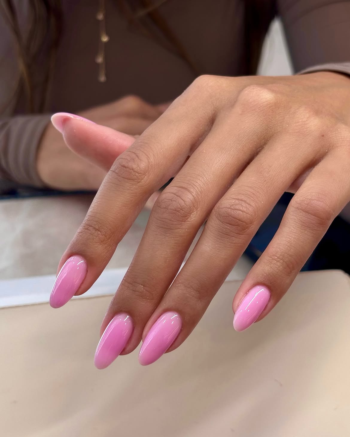Sweet Pink Jelly Almond Nails
