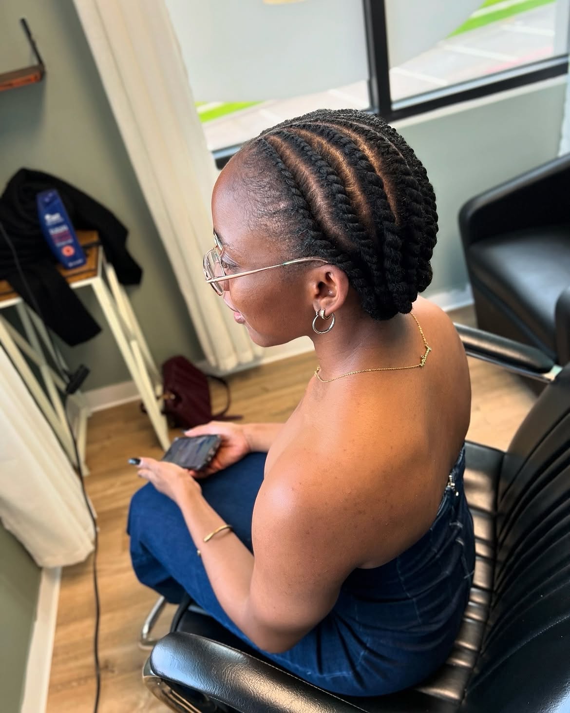 Textured Cornrow Braids With A Defined Part