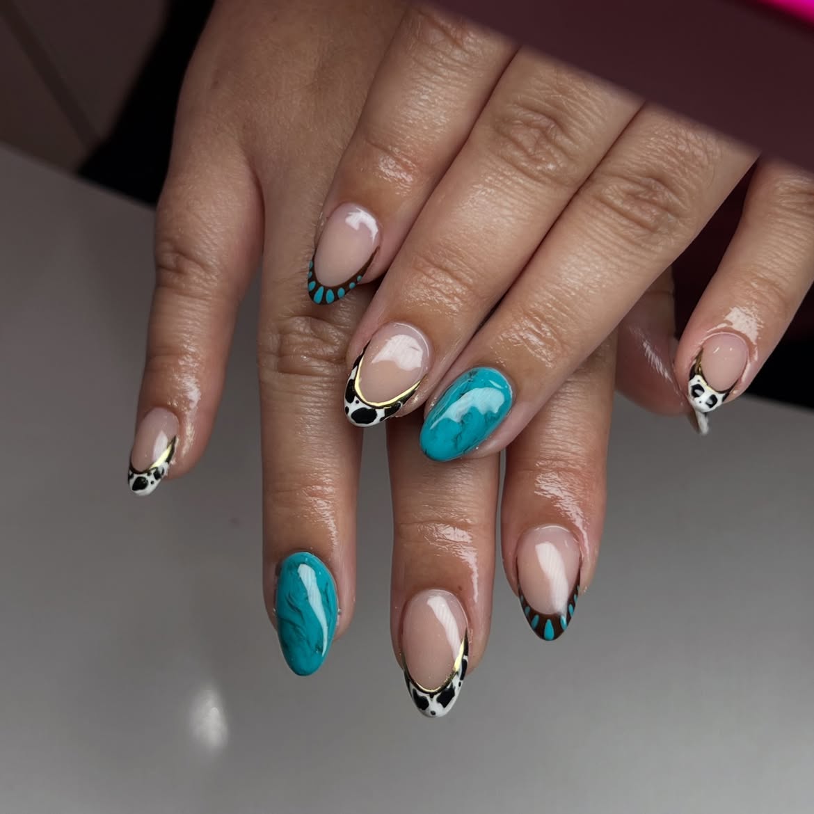 Turquoise Marble French with Gold Accent