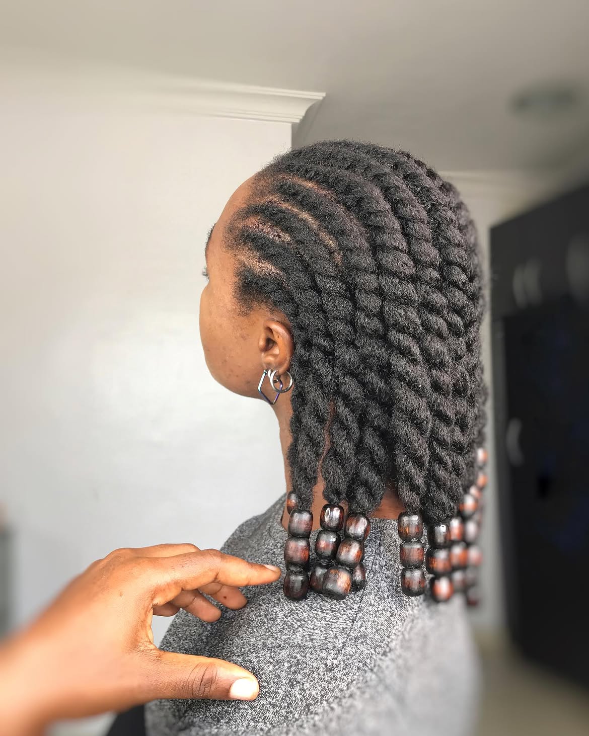 Twisted Locs with Wooden Beads & Defined Parts