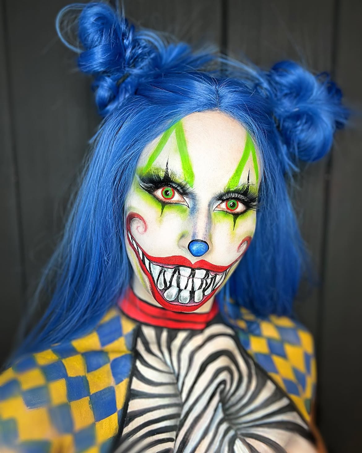 Vibrant Blue Space Buns For Halloween