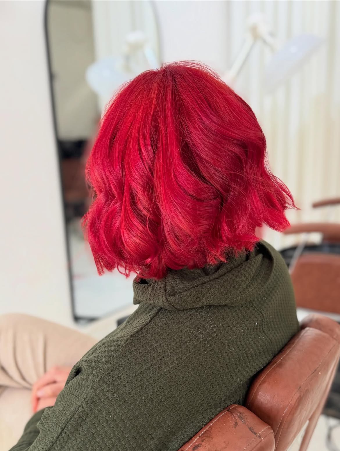 Vibrant Cherry Red Wavy Bob For 2026