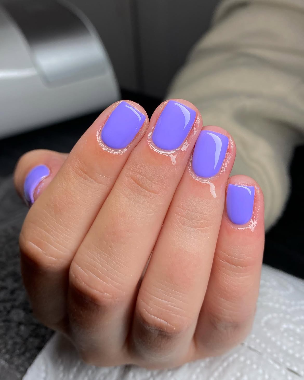 Vibrant Lavender Glossy Square Nails