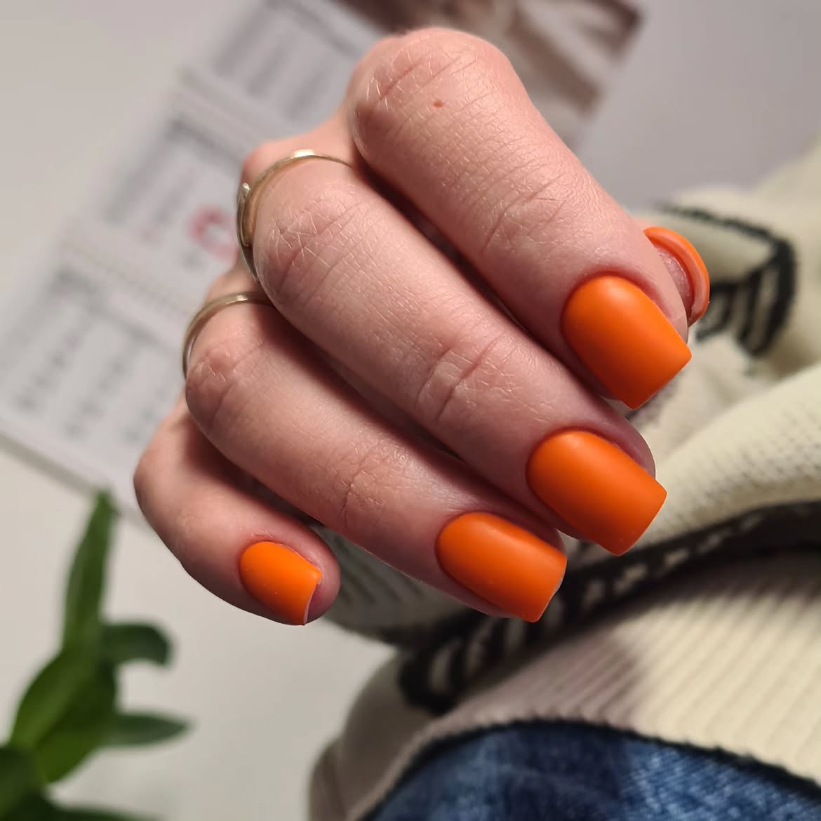 Vibrant Pumpkin Matte Square Nails