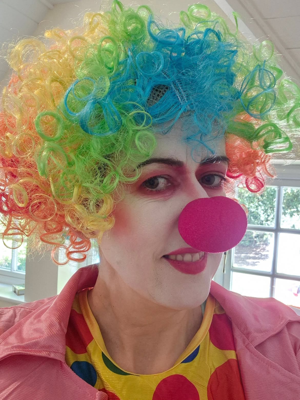 Vibrant Rainbow Ringlet Clown Wig