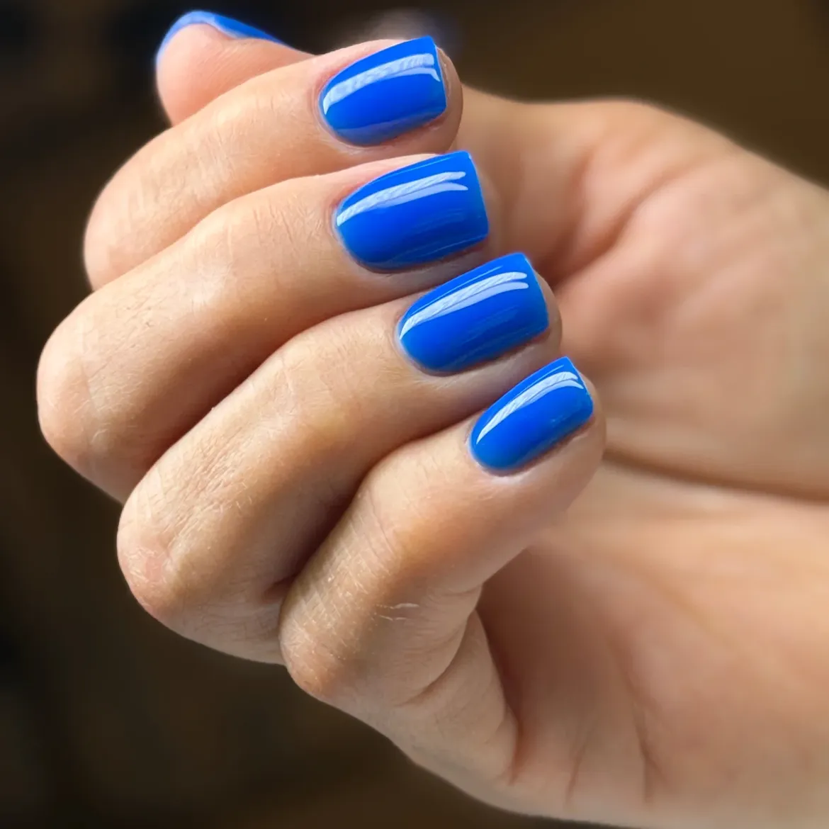 Vibrant Royal Blue High Gloss Square Nails