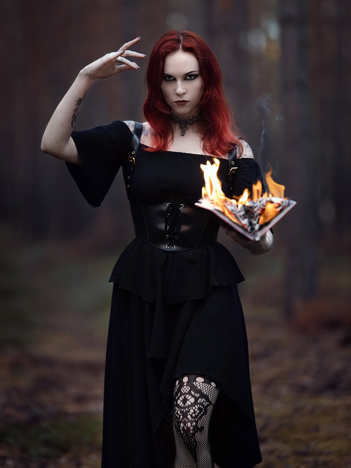 Victorian Gothic Black Maxi Dress With Corset