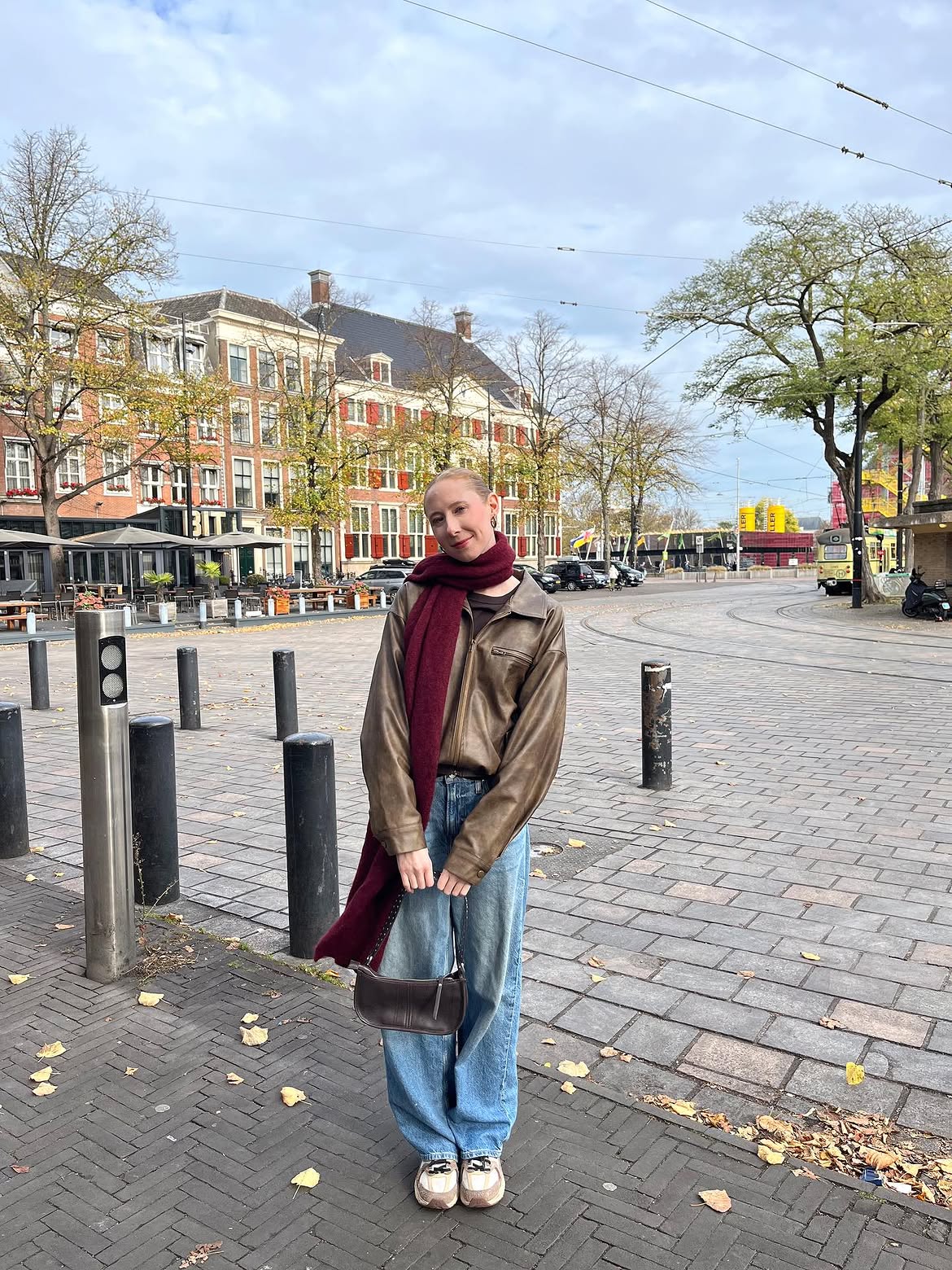 Vintage Leather Jacket And Wide Leg Jeans Outfit