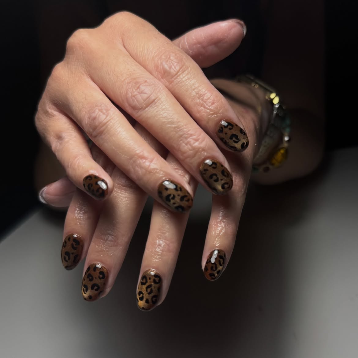 Warm Autumnal Cheetah Print Oval Nails