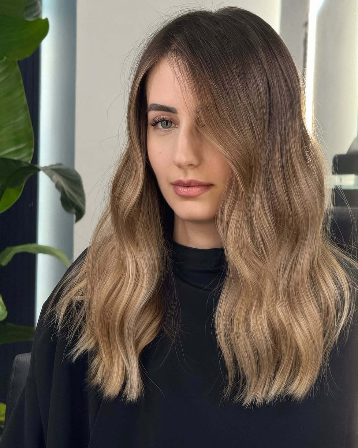 Warm Bronde Balayage With Soft Beach Waves