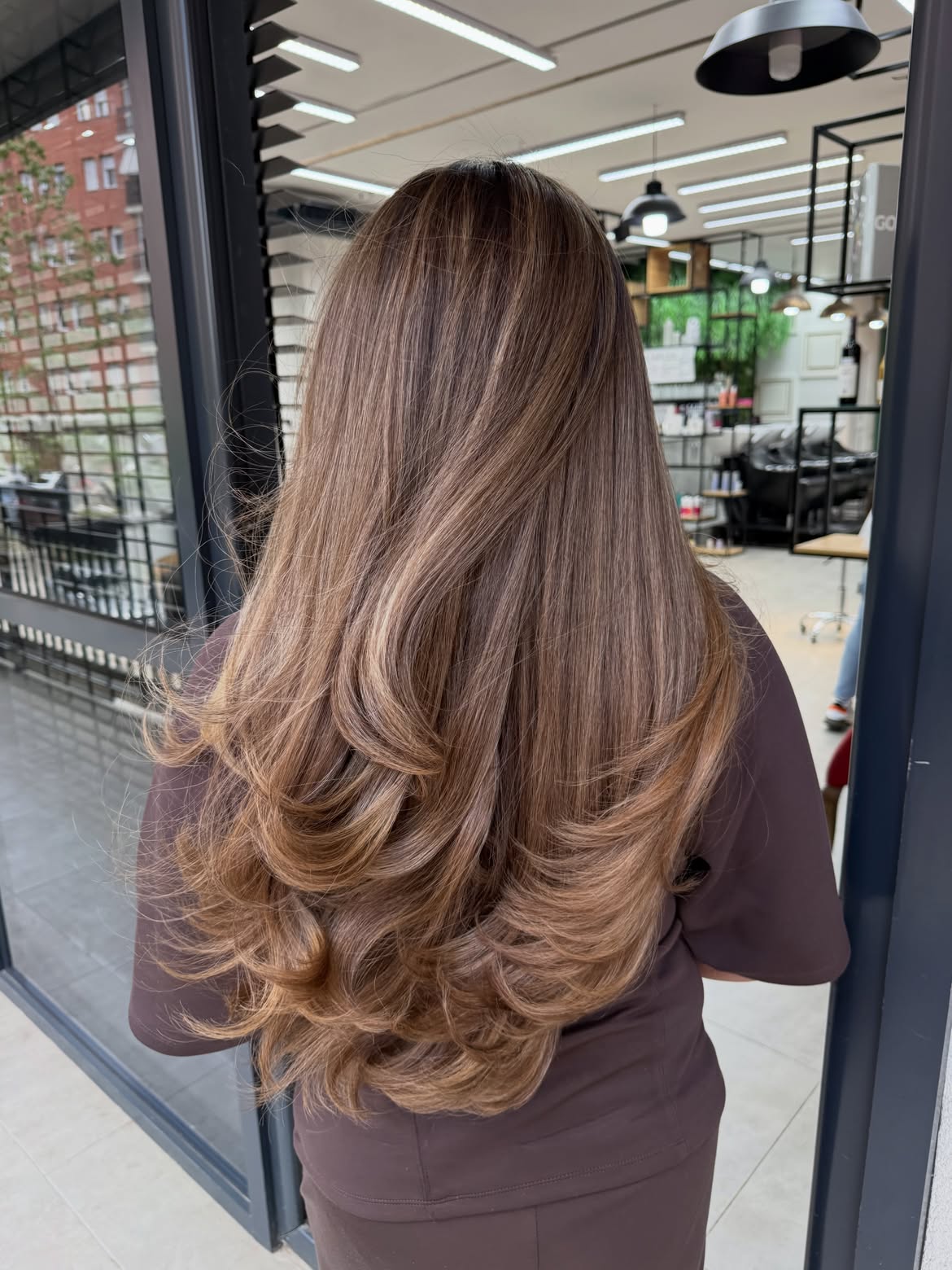 Warm Chestnut Balayage With Voluminous Blowout