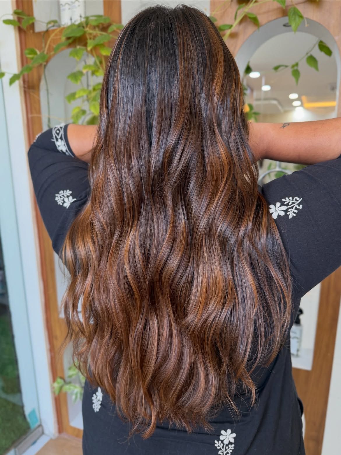 Warm Cinnamon Balayage With Loose Waves