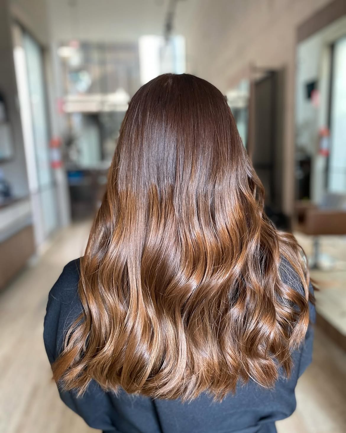 Warm Cinnamon Balayage With Loose Waves