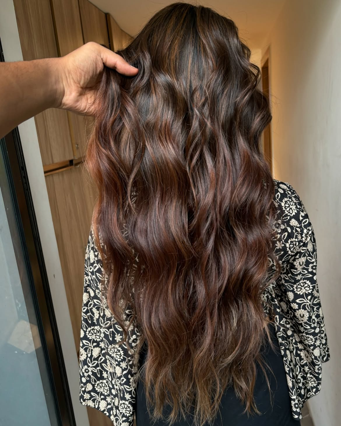 Warm Cinnamon Balayage With Soft Waves