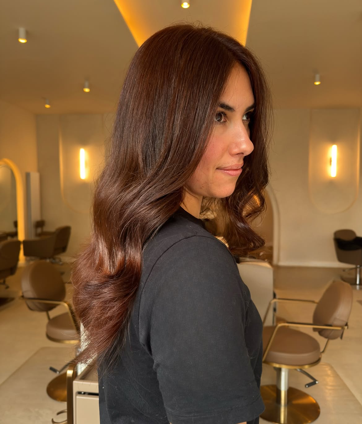 Warm Cinnamon Balayage With Soft Waves