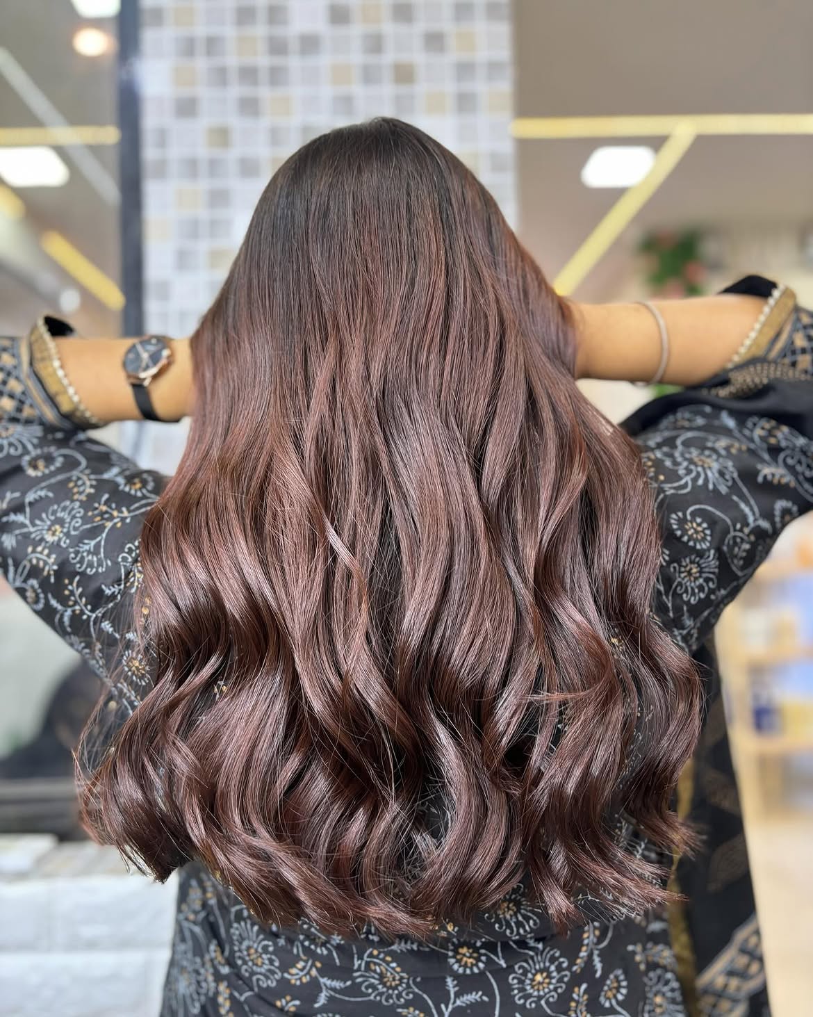 Warm Cinnamon Brown Balayage Waves
