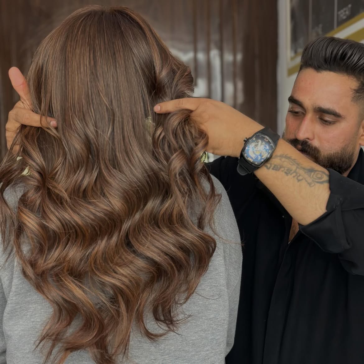 Warm Cinnamon Brown Balayage Waves