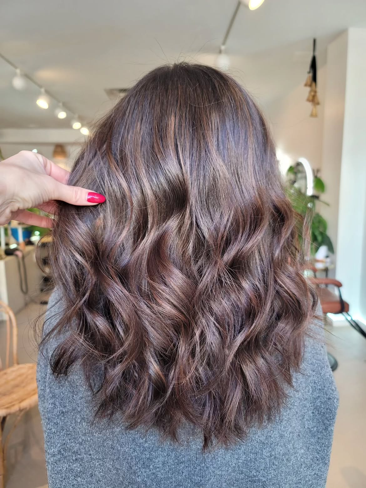 Warm Cinnamon Highlights On Chocolate Brown Waves
