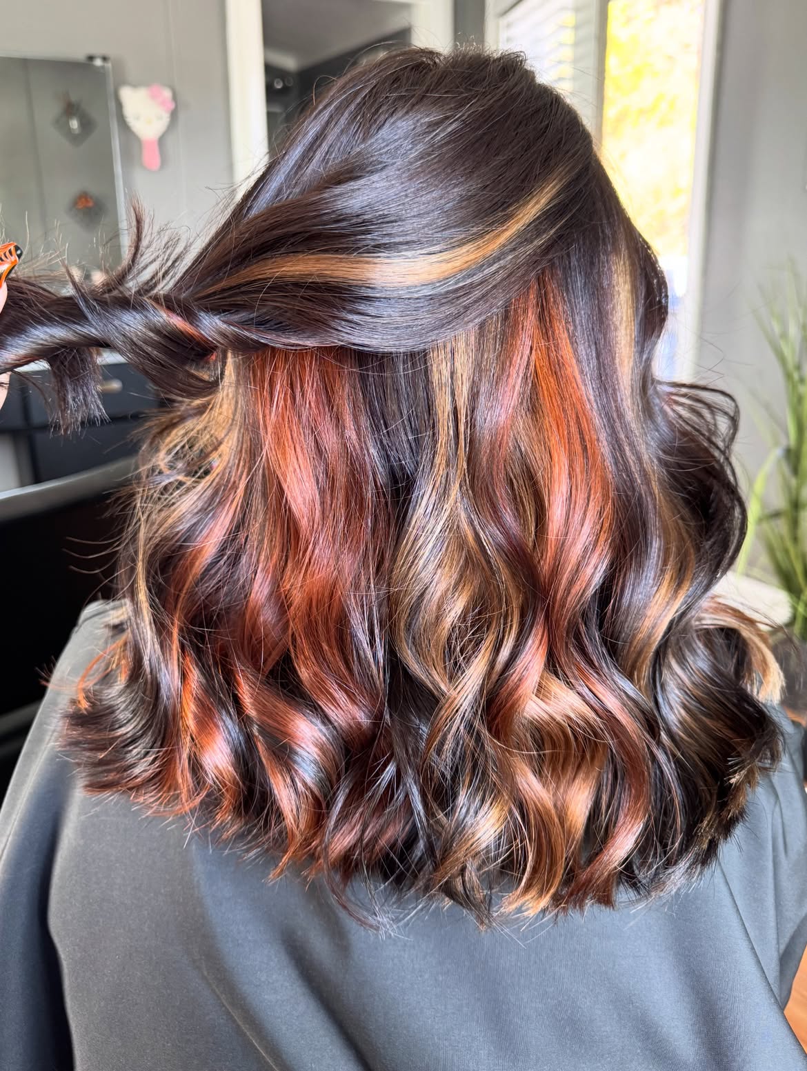 Warm Copper and Honey Balayage Waves