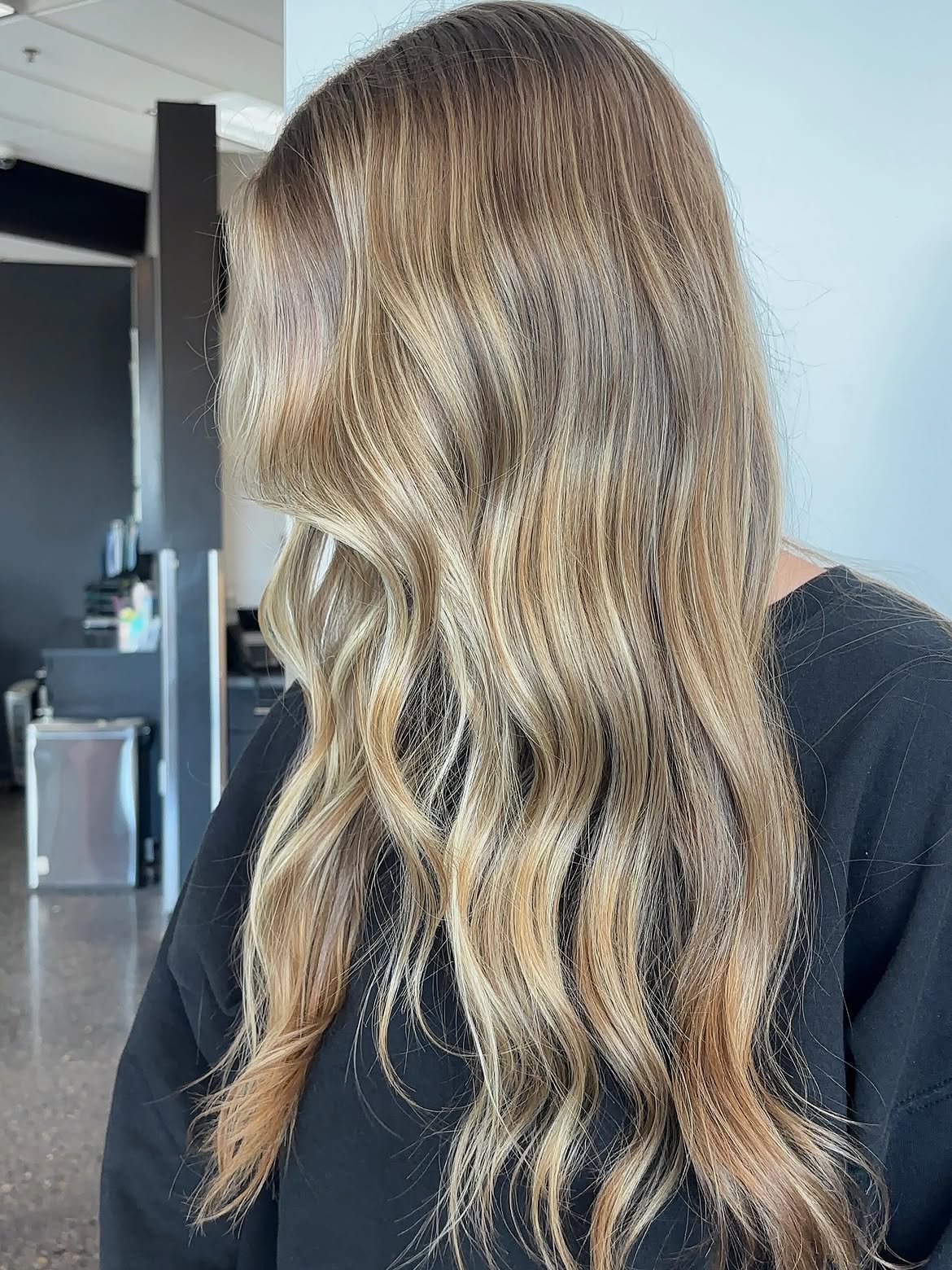 Warm Honey Blonde Balayage Waves
