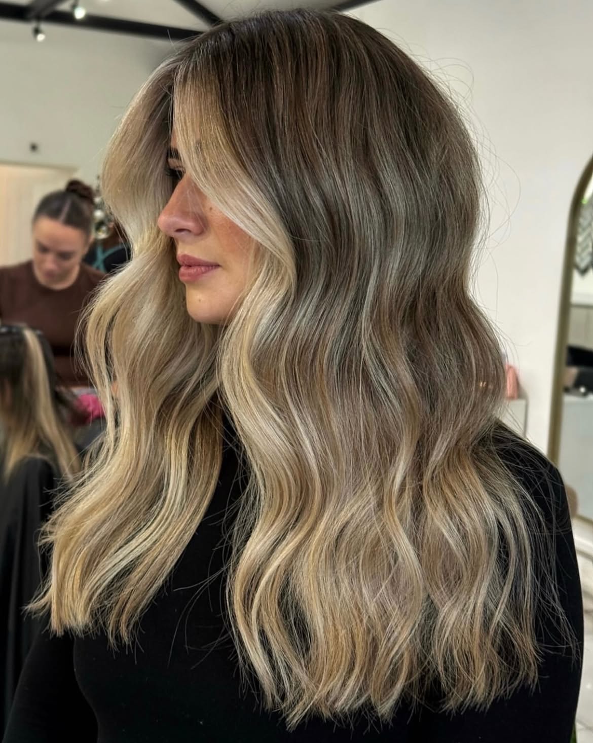 Warm Honey Blonde Balayage With Soft Waves
