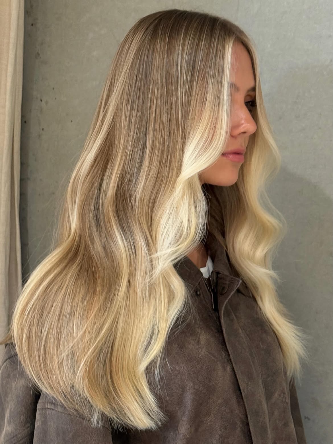 Warm Honey Blonde With Caramel Balayage Waves