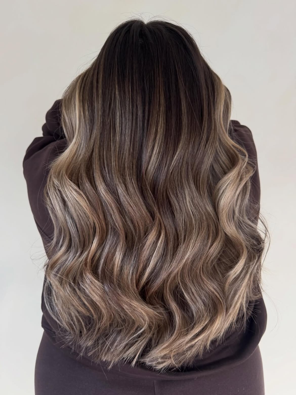Warm Mushroom Brown Balayage Waves