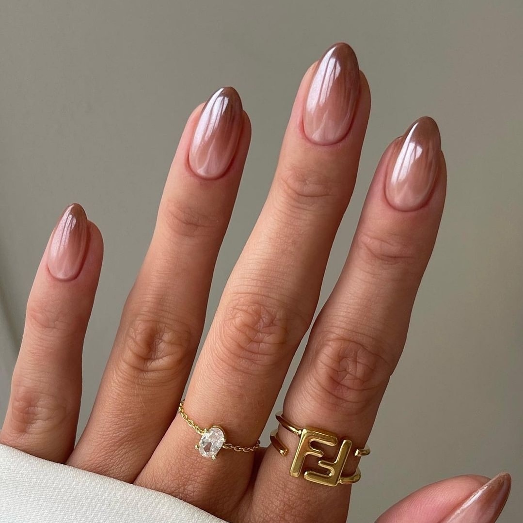 Warm Taupe To Milky Nude Ombre Nails
