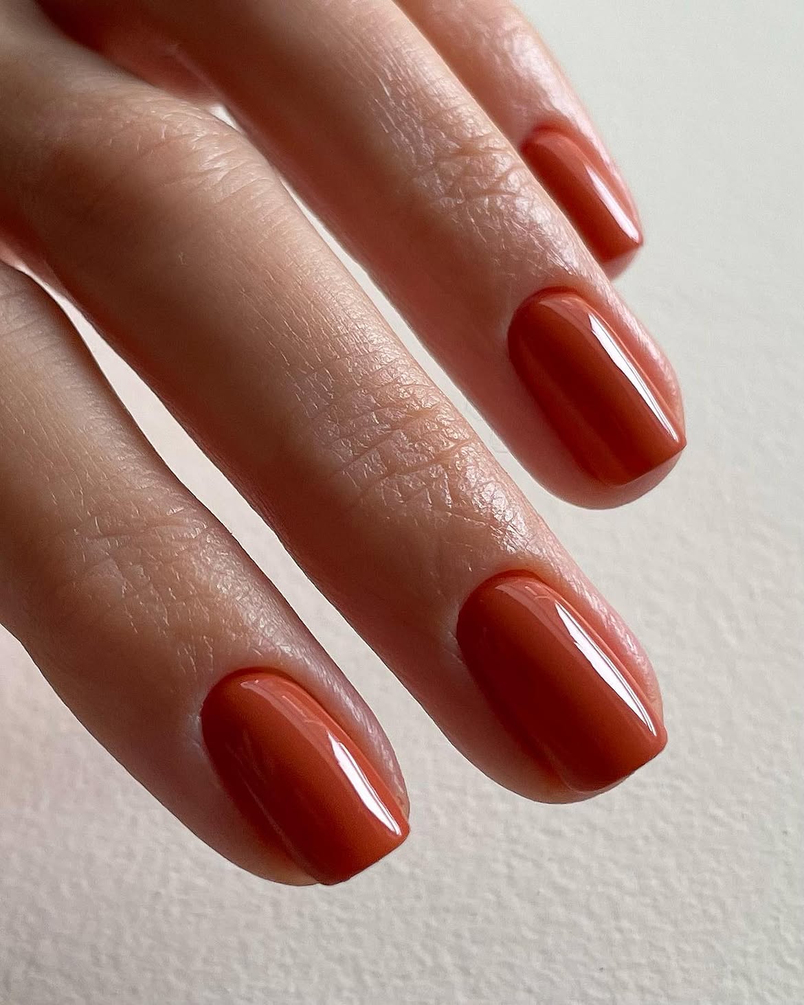 28 Stunning Orange Fall Nail Ideas You Need to Try 14 Warm Terracotta Glossy Oval Nails