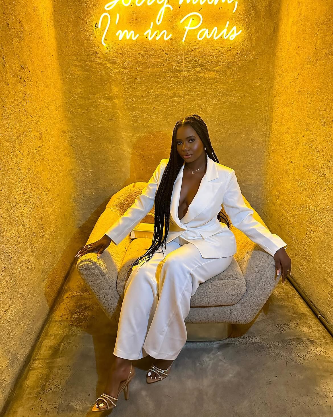 White Satin Blazer and Wide Leg Trouser Power Suit