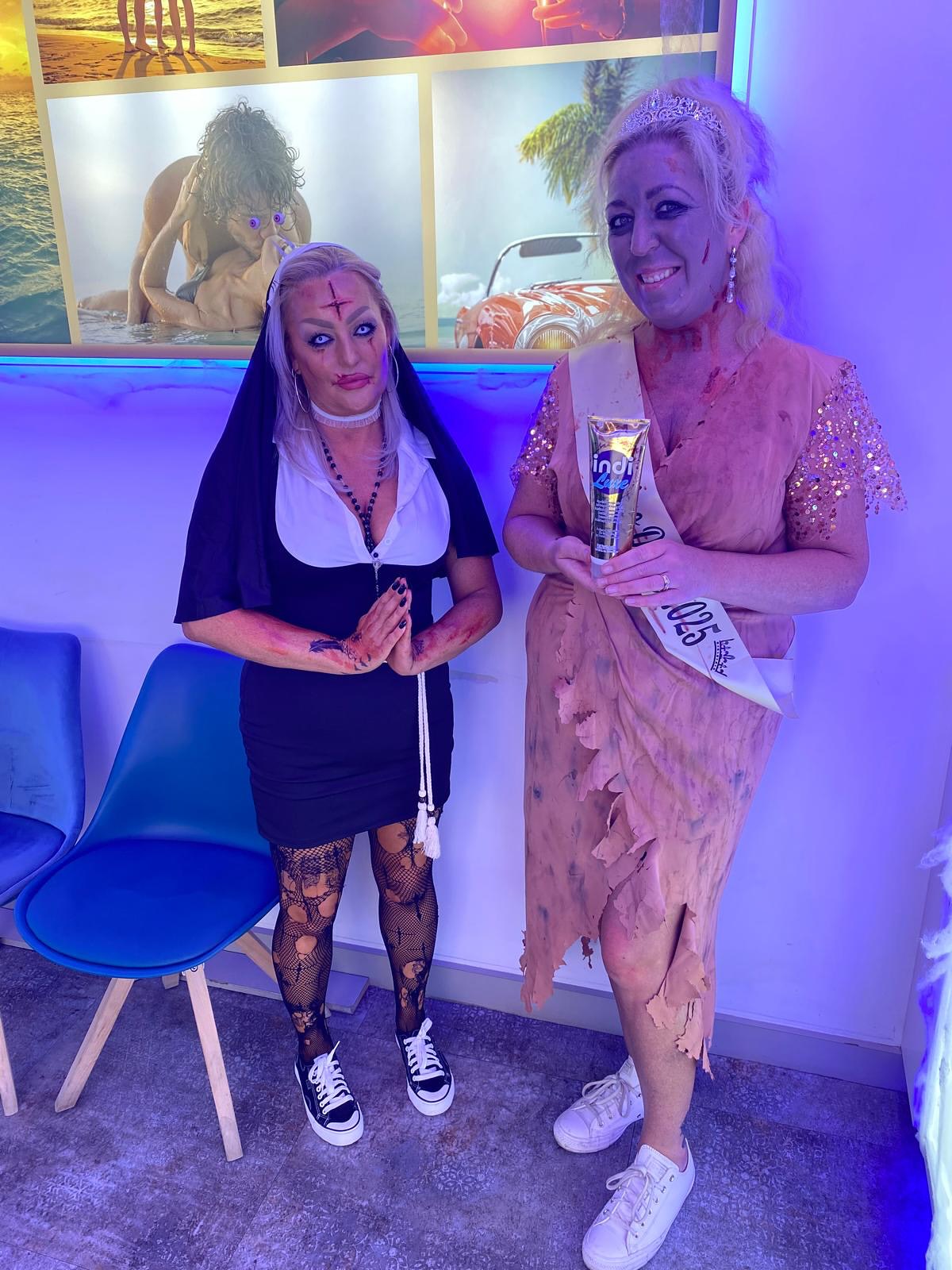 Zombie Nun Costume With Fishnet Tights