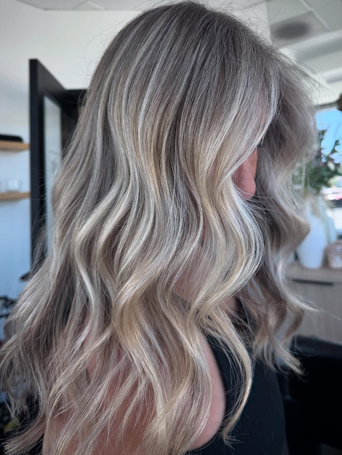 Ash Blonde Grey Blending With Soft Waves